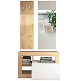 expendio Garderoben-Set Hardo 45, (Spar-Set, 3-St), weiß Hochglanz Lack / Eiche Cadiz Nb. 91x178x35 cm weiß