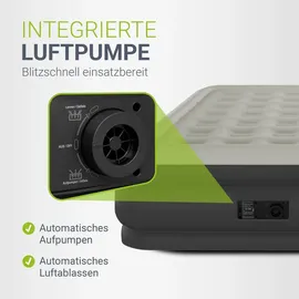 Juskys Luftmatratze Sapri L in Grau / Anthrazit - 2 Personen Luftbett selbstaufblasend - integrierter Pumpe
