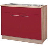 wiho Küchen Spülenschrank Montana 100 cm breit rot