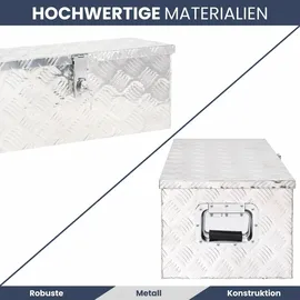 deluke DELUKE® Aluminiumbox mit Deckel Abschließbar Alubox Deichselbox Alu Anhängerbox Werkzeugkiste Transportbox Metallkiste, 80x39x30cm Silber