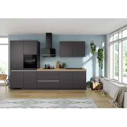 Küchenblock mit Geräten ca. 340 cm Graphitfarben