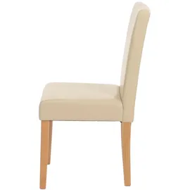 Mendler 2er-Set Esszimmerstuhl Stuhl Küchenstuhl Littau ~ Kunstleder, creme, helle Beine