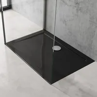 doporro Ravenna U-Form Duschkabine mit Drehtüren 80 x 90 cm schwarz Klarglas Duschwanne