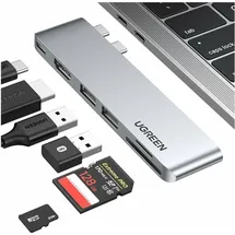 UGREEN CM380 USB-C Hdmi, 2x Usb 3.0, Sd, Tf, PD grau