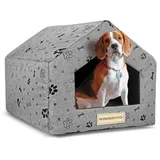KING DOG Wasserdichtes Hundehaus 50x40x38cm mit Rutschfester Unterseite | Hundebett mit weichem Fleece-Kissen | Gemütliche Hundehöhle für kleine Hunde und Katzen | Robustes Haustierbett
