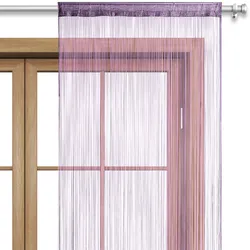 wometo Fadenvorhang Türvorhang Fäden 90x245 lila violett - Stangendurchzug OEKO-TEX kürzbar waschbar uni einfarbig in vielen bunten Farben