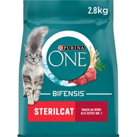 PURINA ONE BIFENSIS STERILCAT Katzenfutter trocken für sterilisierte Katzen, reich an Rind, 4er Pack (4 x 2,8kg)