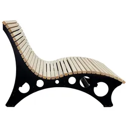 Home Deluxe GmbH HOME DELUXE Wellenholzliege / Waldsofa TAIGA - 120 I Waldsofa Wellenholzliege Holzliege Lärche Outdoor Gartenliege Metallgestell Polsterauflage