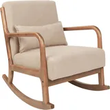 Beliani Schaukelsessel SKOVDE Stoff 66 x 82 x 79 cm Beige mit Kissen