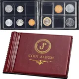Münzalbum Münzsammelbuch 60 Fächer Kunstleder PVC Taschen Sammler Geschenk