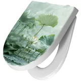 Primedeco WC-Sitz mit Absenkautomatik Motiv Lotusteich (1-St), Absenkautomatik, Soft-Close grün