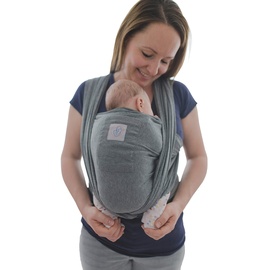 M.M.C. Babytragetuch mit Vordertasche inkl. Baby Wrap Carrier Tasche und Anleitung - langes elastisches Tragetuch für Früh- und Neugeborene Kleinkinder (Schwarz)