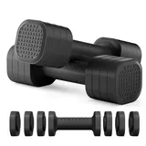 Verstellbares Hantel-Set, 2 Stück, verstellbare Gewichte, Kurzhantel-Set mit rutschfestem Griff, 0,9 kg, 1,4 kg, 1,8 kg, 2,3 kg, Übungs- und Fitnesshanteln, 4-in-1 Fitnessgewichte für Frauentraining