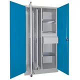 Pavoy Vertikalauszugsschrank, Trennwand, 2 Auszüge, 3 FB, 2 Schubladen, RAL 7035/5012