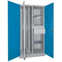 Pavoy Vertikalauszugsschrank, Trennwand, 2 Auszüge, 3 FB, 2 Schubladen, RAL 7035/5012