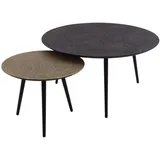 KAWOLA Couchtisch LAUCA Set 2-tlg. Metall schwarz / bronze rund