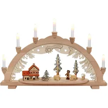 Dekohelden24 Schwibbogen, 7 flammig, Motiv: Schafe mit Schäfer, 57 x 9 x 38 cm