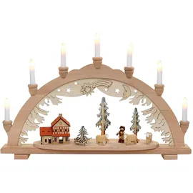 Dekohelden24 Schwibbogen, 7 flammig, Motiv: Schafe mit Schäfer, 57 x 9 x 38 cm