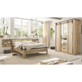 Schlafzimmer Set 4-teilig in Used Wood hell und anthrazit mit Bett Schrank Stove