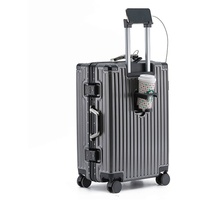 lesulety Handgepäck Multifunktionales Gepäck Erweiterbares Handgepäck Koffer USB-Schnittstelle Große Größe für Jungen und Mädchen geeignet,Grau,26in