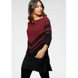 Longpullover, mit besonderem Strickmuster, Gr. 36, schwarz-dunkelrot, , 14248311-36