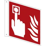 Neutralware Hinweisschild Brandmelder Fahne ISO 7010 F005 20 x 20 cm Rot/Weiß