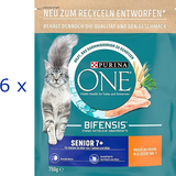 (€ 8,48/kg) PURINA ONE Senior 7+ mit Huhn - für Seniorkatzen: 6 x 750 g = 4,5 kg