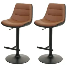 Proregal 2er-Set Barhocker Sitzhöhe 65-86cm höhenverstellbar mit Lehne Kunstleder Braun Barstuhl Tresenhocker Drehhocker