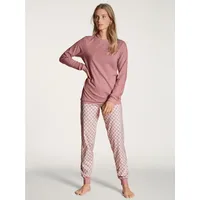 CALIDA Lovely Nights Bündchen-Pyjama Damen, mit Rippbündchen an Ärmeln und Hose