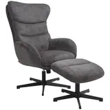 Relaxsessel Lucito dark grey inkl. Fußhocker Sessel Fernsehsessel