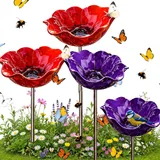 TETGSET Blumen Gartenstecker VogelträNke, 2026 Neu Metall Blumen Gartenstecker, BienenträNke, Schmetterlinge Insekten Tränke für Den Garten, VogelträNke Futterschale Rasen & Balkon (4pcs *B)