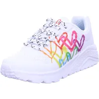 SKECHERS Uno LITE Love Brights Sneaker, White Pu/Multi Trim,