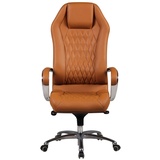 FineBuy Bürostuhl MONTEREY Echtleder Chefsessel Schreibtischstuhl Drehstuhl - Beige