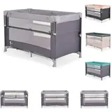 Moni Reisebett Next Level, 2 Ebenen, Matratze, Seite zum klappen, Beistellbett grau