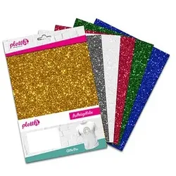 plottiX GlitterFlex Aufbügelfolie farbsortiert Effekt-Folie 20,0 x 30,0 cm,  6 St.