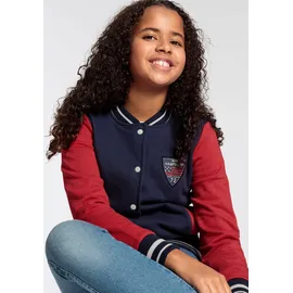 delmao Sweatjacke "für Mädchen", Mädchen, Gr. 164/170, blau (marine, rot), angeraute Sweatware, Obermaterial: 100% Baumwolle, colorblocking, Basic hüftlang, Bündchen, Sweatjacken Sweatjacke, im College-Style