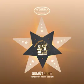 Weigla LED Leise rieselt der Schnee, Fensterbild, WEIẞ-GRAU, Made in Germany", grau (weiß, grau), H:29cm T:6cm, Holzwerkstoff, Dekosterne, Erzgebirge garantiert, Weihnachtsdeko Innen, Weihnachtsbeleuchtung