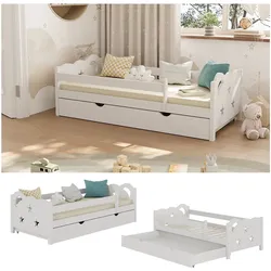 VitaliSpa Kinderbett Einzelbett Juniorbett Jessica Weiß 160x80 cm modern Kinderzimmer Bett Bettschublade Rausfallschutz