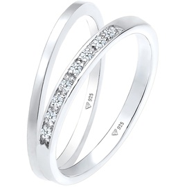 Elli DIAMONDS Basic Memoire Diamant (0.04 ct) 2er Set 925 Silber Ringe Damen