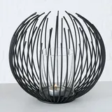 Boltze Windlicht Cylon Glaszylinder Eisen schwarz H 20 cm Ø 24 cm - Schwarz