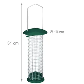 Relaxdays Vogelfutterstation 2er Set, zum Aufhängen, Dunkelgrün,Silber
