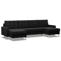 mebligo Eckcouch Textil 4-Sitzer Schwarz