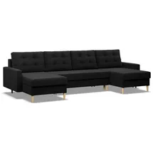 mebligo Eckcouch Textil 4-Sitzer Schwarz