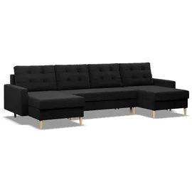 mebligo Eckcouch Textil 4-Sitzer Schwarz