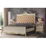 JVmoebel Schlafzimmer-Set Elegantes Bett mit Nachttischen in Weiß-Beige aus Italien, Made in Europa beige|weiß