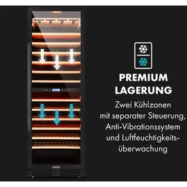Klarstein Vinovilla Grande 162 Built-in Duo Onyx Weinkühlschrank 425 Ltr 162 Fl. Schwarz