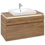 Villeroy & Boch Legato Waschtischunterschrank B681L0RH 100x55x50cm, Waschtisch mittig, mit LED-Beleuchtung, Kansas Oak