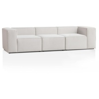 Genua Modular Sofa 3-Sitzer, individuell kombinierbare Wohnlandschaft bestehend aus Sitzelement mit Armteil links und rechts + Sitzelement ohne Armteil - strapazierfähiges Möbelgewebe, weiß