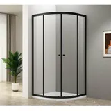 a&n&a aQualine ARLETA BLACK Duschabtrennung Viertelkreis mit Schiebetür 90 x 185 cm schwarz/Klarglas Aqualine-BLS900