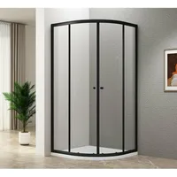a&n&a aQualine ARLETA BLACK Duschabtrennung Viertelkreis mit Schiebetür 90 x 185 cm schwarz/Klarglas Aqualine-BLS900